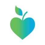 everyday health logo: a heart with a stem and a leaf, kinda like an apple, in green/cyan ombre